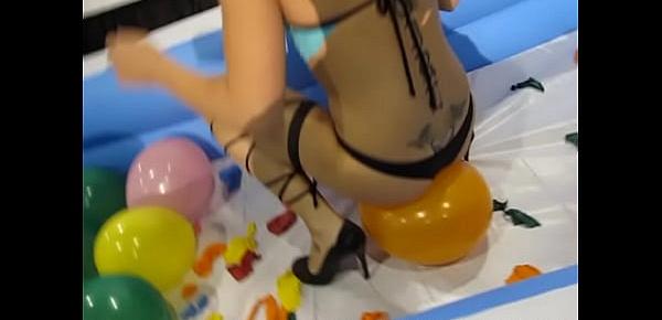  Teen pops balloons inside pool at Exxxotica